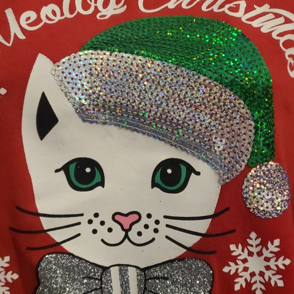 SALE! Cat/Kitty Meow Sz 14 Christmas Cozy Crewneck - Picture 3 of 6